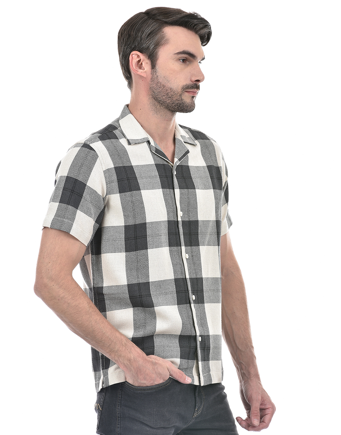 Numero Uno Men Checkered Grey Shirt